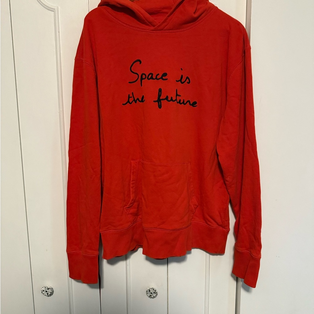 🚀 Bricktown embroidered Red Hoodie with Black Text and rocket on the back